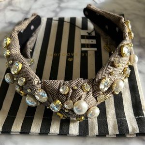 Lele Sadoughi Pear and Crystal Hickory Tweed Headband